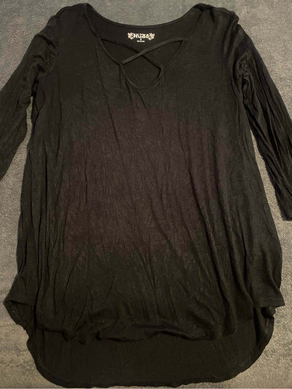 Mudd Black Long Sleeve Crisscross Neck Tunic